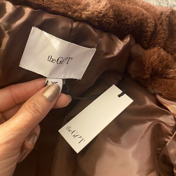 TheGet Faux Fur Jacket Bown Sz S/M - Picture 4 of 4